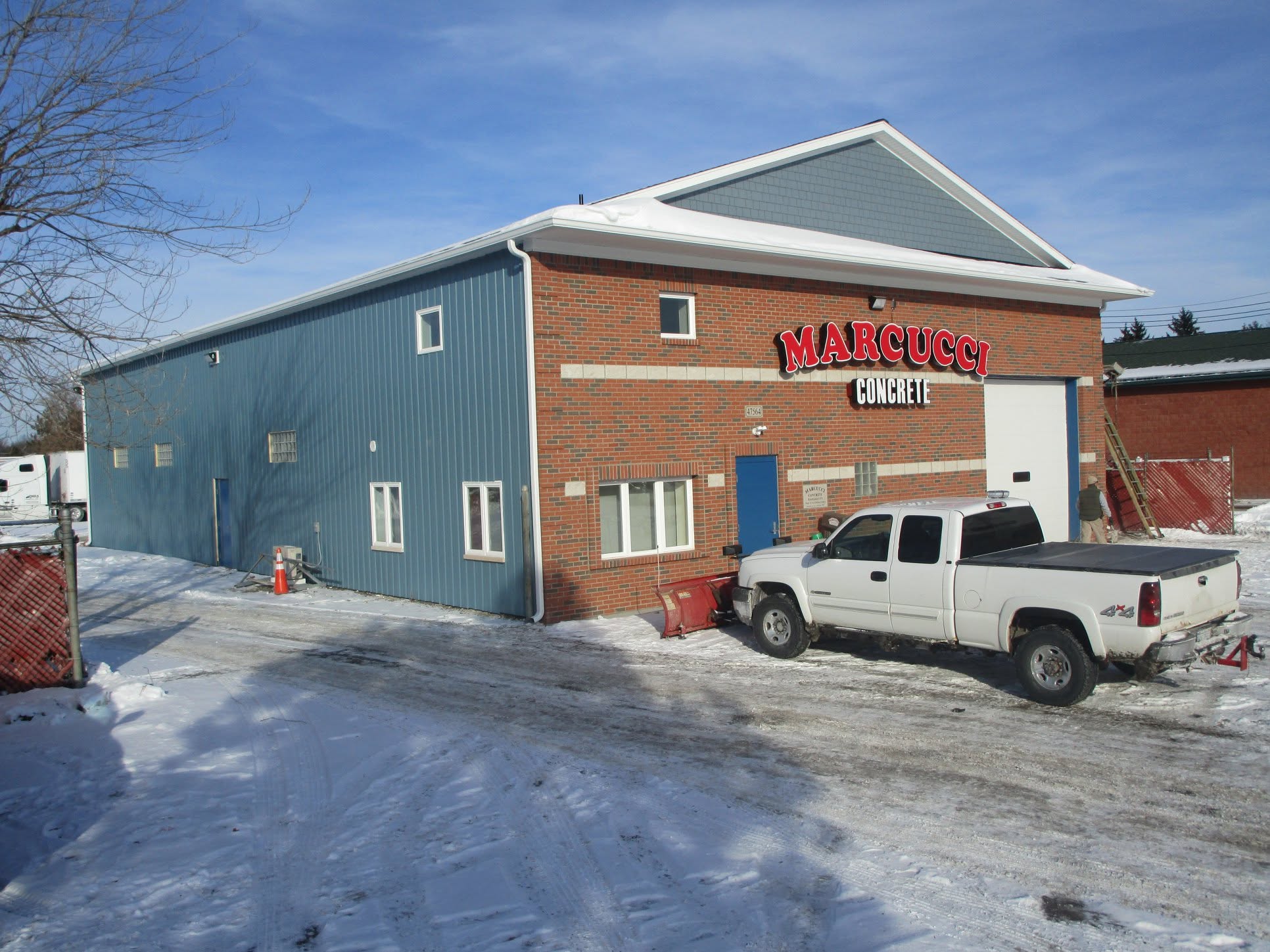Marcucci Concrete plow truck outside the company building on Pontiac Trail in Wixom, Michigan