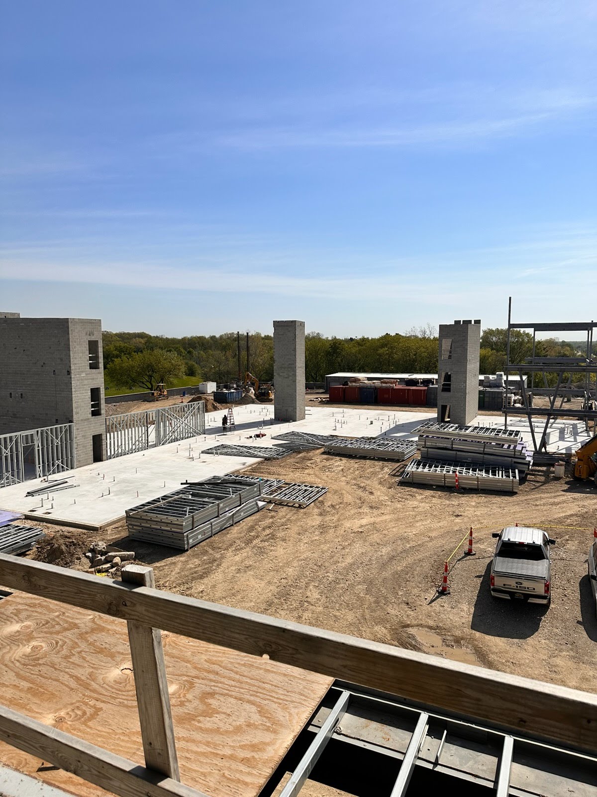 Large commercial concrete slab on grade poured by Marcucci Concrete Construction for a multi-building commercial development in Michigan