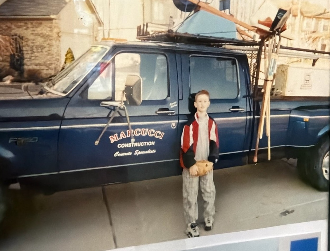 Vintage Marcucci Construction Concrete Specialists work truck from the company's early years