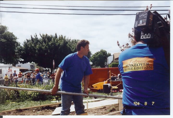 Concrete work in progress at an Extreme Makeover: Home Edition build site in 2004