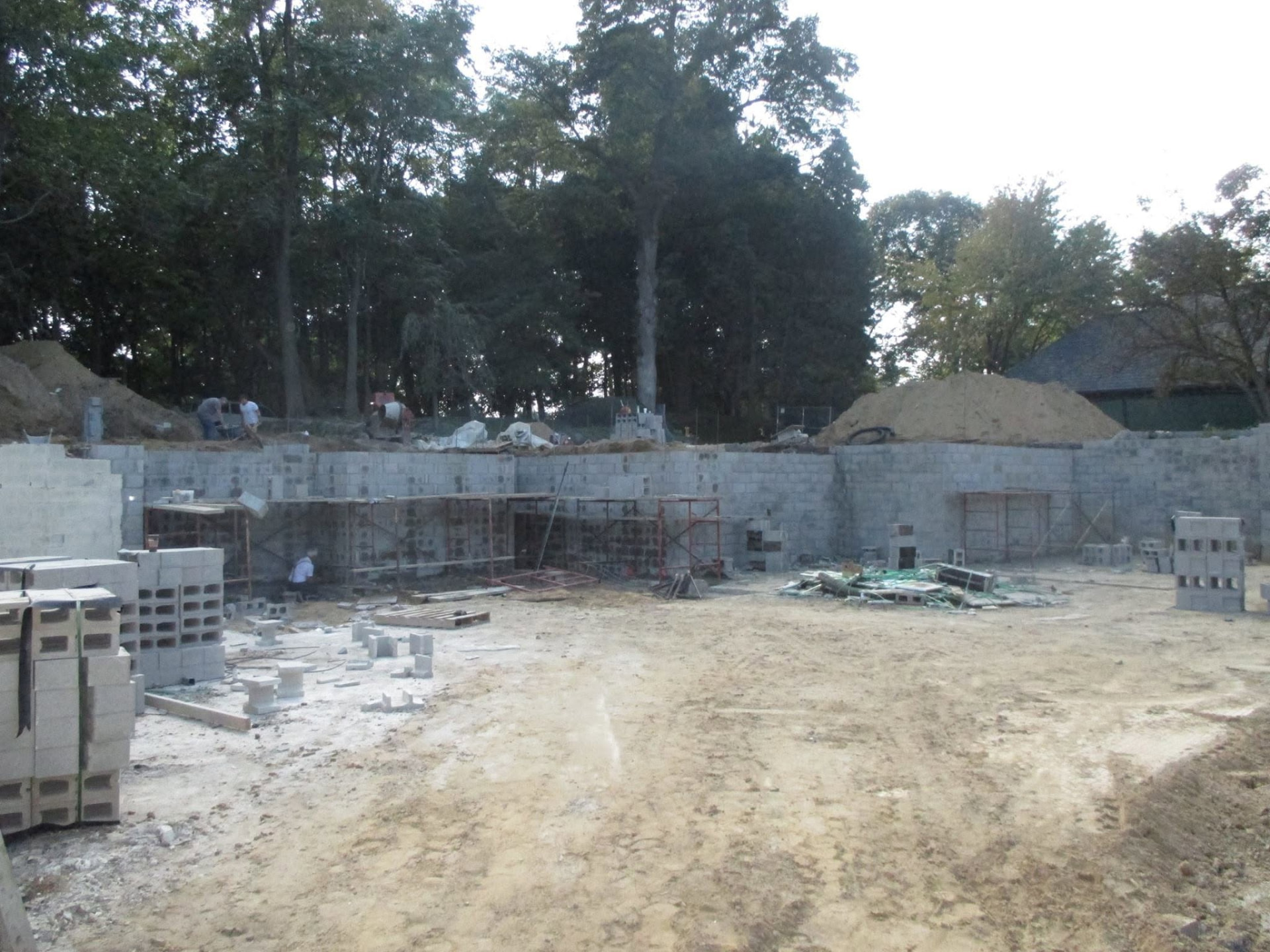 Concrete block foundation walls for a lake home by Marcucci Concrete Construction in Oakland County, Michigan