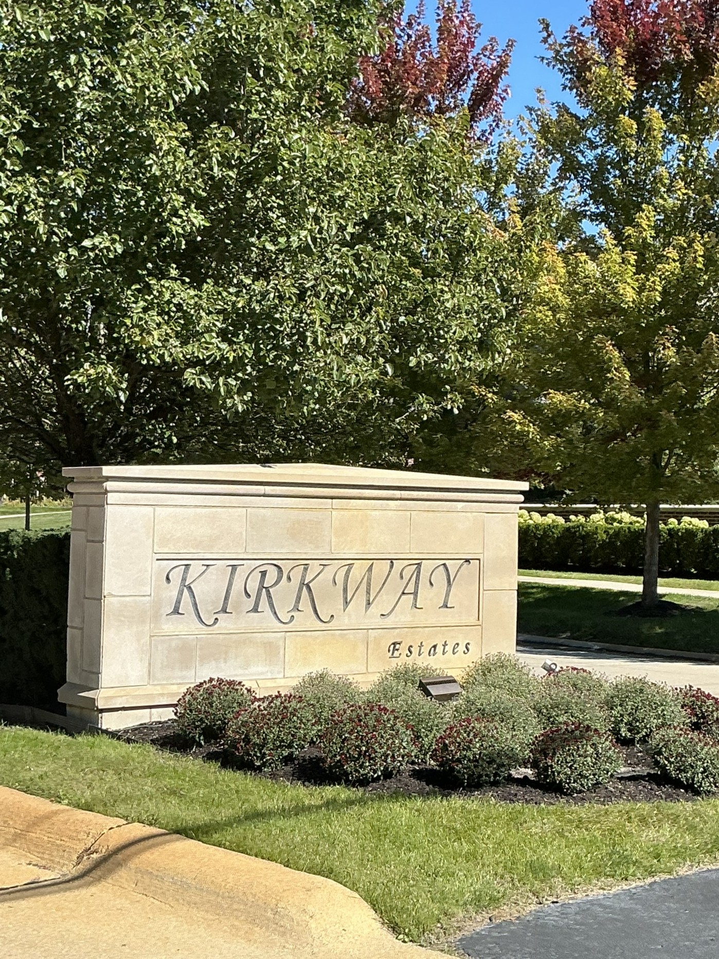 Kirkway Estates entrance sign in Northville, Michigan